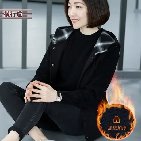 2023新款冬季口袋加厚加绒宽松中年妈妈连帽马夹女装背心无袖外套图片