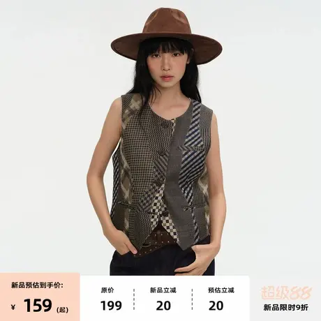 【8/07 0点新品9折】omont蛋挞家复古老钱风圆领高级感马甲外套图片