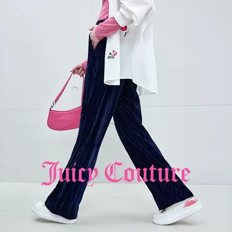 Juicy Couture橘滋休闲裤女2025年秋季新款高级气质丝绒直筒长裤商品大图