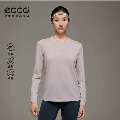 ECCO爱步长袖女 2025新款运动羊毛打底衫圆领正肩T恤ES253T028F图片