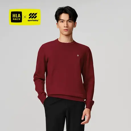HLA/海澜之家休闲长袖针织衫2025秋季新款圆领套头时尚修身毛衣男商品大图