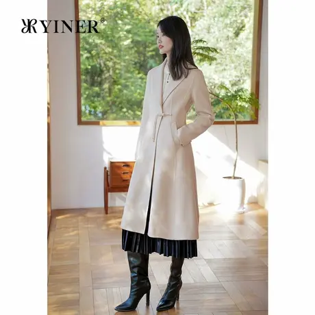 【100美丽诺羊毛】YINER音儿专选2024冬季新款双面毛呢大衣外套商品大图