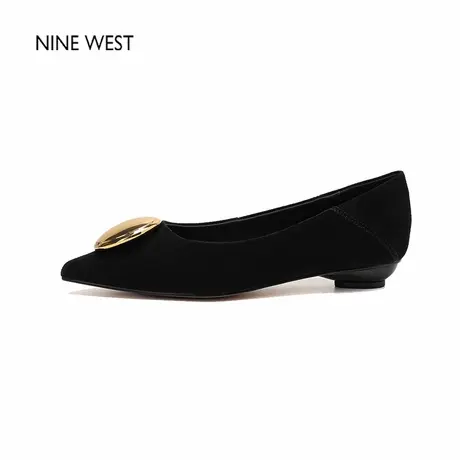 Nine West/玖熙早秋尖头金属扣羊皮单鞋女气质百搭不累脚高跟鞋商品大图