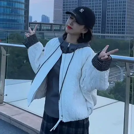 爆款时尚圆领拼接棒球服外套女装2025秋季新款洋气减龄超好看上衣商品大图