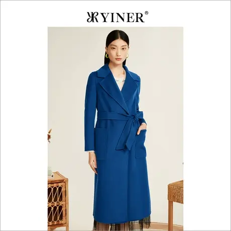YINER音儿女装2022冬季新款中长款纯羊毛双面呢大衣商品大图