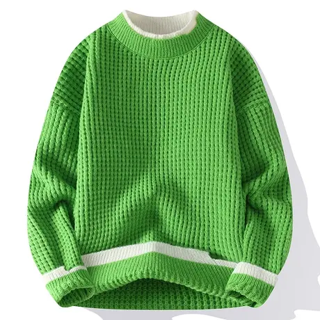 毛衣男秋冬季圆领韩版潮流打底针织衫青少年学生款加绒加厚羊毛衫商品大图