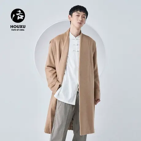 后序毛呢大衣男中长款过膝冬季加厚百搭羊毛呢子外套 中国风男装图片