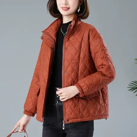 中老年妈妈轻薄棉衣女秋冬季宽松加大码女装休闲显瘦立领棉袄外套商品大图