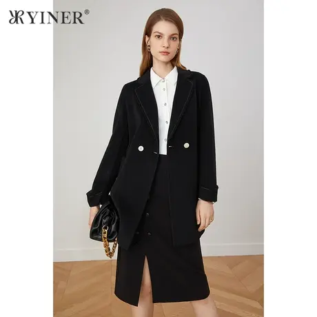YINER音儿奥莱女装冬季中长款羊毛毛呢外套商品大图