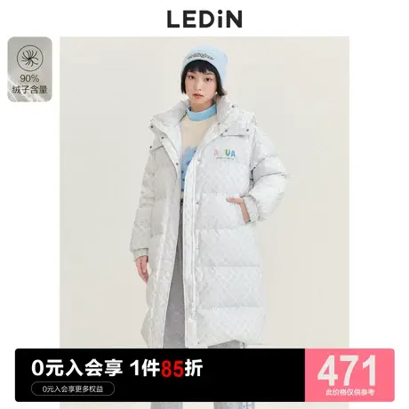 乐町印花面包服休闲冬季新款甜美长款羽绒服女宽松时尚小个子商品大图