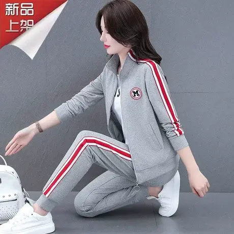 恋上17号运动套装女春秋新款2023时尚中年妈妈洋气休闲跑步三件套图片