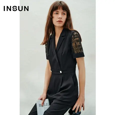 INSUN恩裳线上专选夏季绣花蕾丝醋酸连体裤商品大图