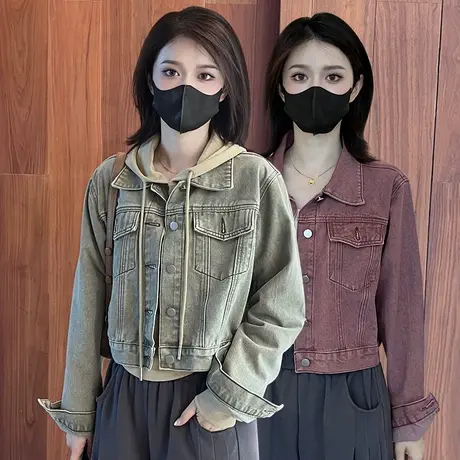 牛仔外套女秋季2023韩版宽松显瘦百搭复古休闲短款长袖夹克上衣图片