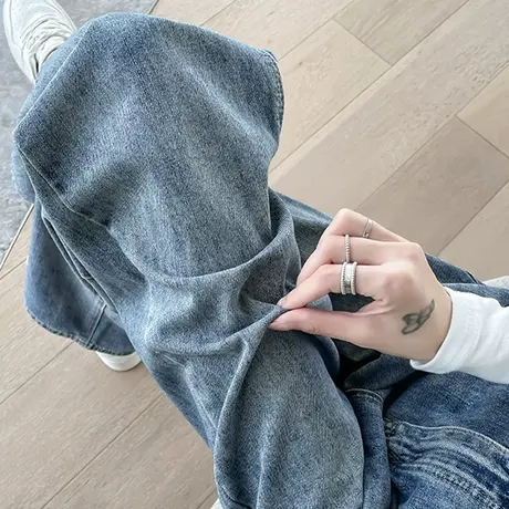 高腰阔腿牛仔裤女2024年秋冬新款复古宽松显瘦ins百搭直筒长裤潮商品大图