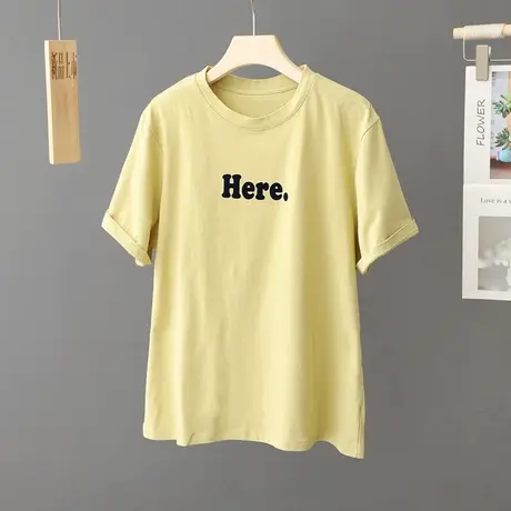 设计感小众简约百搭圆领纯棉T恤女夏季2024新款小个子上衣体恤衫商品大图