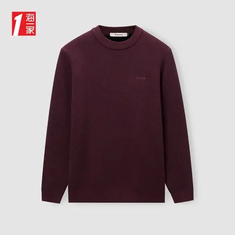 海一家加绒保暖毛衣2023冬季新款圆领休闲中年男士长袖针织衫商品大图