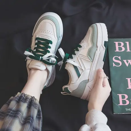 爆款女鞋2023春秋新款ins潮小白鞋厚底百搭运动休闲麦穗板鞋女款商品大图