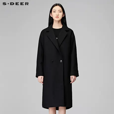 sdeer圣迪奥冬装新品欧美风毛呢大衣外套女S17481885🌱图片