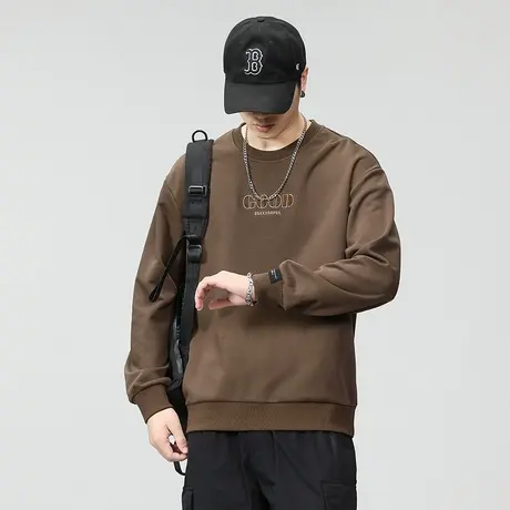 潮流印花圆领男士纯色卫衣青春流行秋冬款卫衣大码长袖休闲卫衣图片