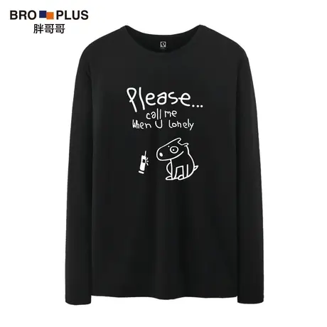 胖哥哥大码男装胖人长袖t恤男圆领加肥加大宽松打底衫男肥佬体恤图片
