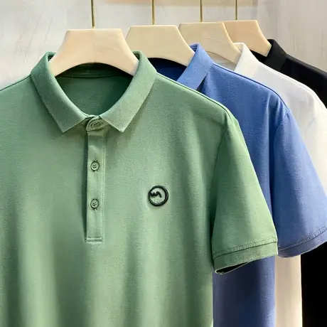 polo衫男短袖潮牌高端简约男装2023新款潮流衣服男士翻领t恤夏季商品大图