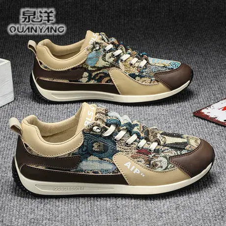 男鞋春季2024新款休闲复古阿甘板鞋男士上班工作防滑一脚蹬运动鞋商品大图