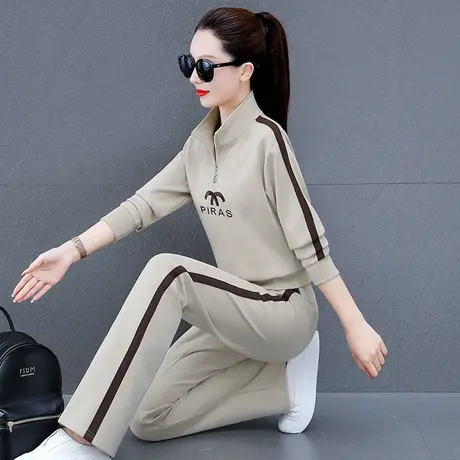 半拉链立领卫衣套装女2024年春秋新款时尚显瘦休闲运动服两件套潮图片