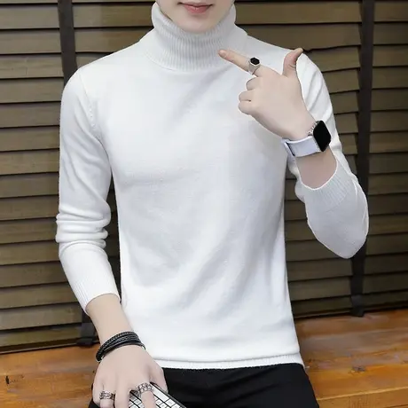 衣服男冬季新款针织衫韩版修身高领男士毛衣纯色青年打底衫潮男商品大图