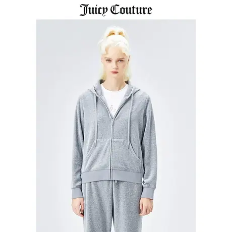 Juicy Couture橘滋天鹅绒外套女美式春季新款长袖天鹅绒连帽夹克商品大图