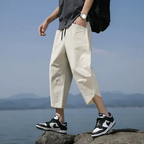 七分裤男士短裤夏季宽松八分7分裤子中国风潮牌潮流休闲裤棉麻ins商品大图