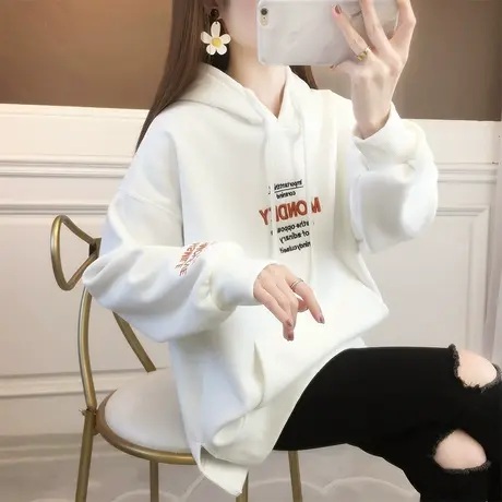 卫衣女秋冬季韩版宽松大码bf慵懒风ins加绒加厚设计感小众外套潮商品大图