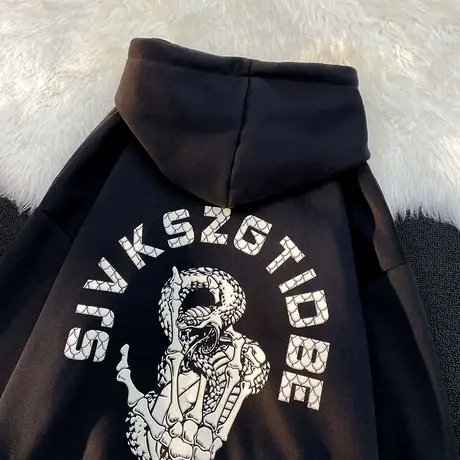 古着vintage美式复古卫衣女ins潮牌秋冬加绒加厚宽松oversize外套图片