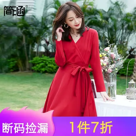 简涵大码女装秋季新款胖MM裙子洋气显瘦连衣裙商品大图