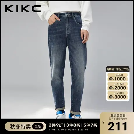 kikc牛仔裤男2023款秋季新款商场同款宽松复古休闲百搭长裤子潮图片