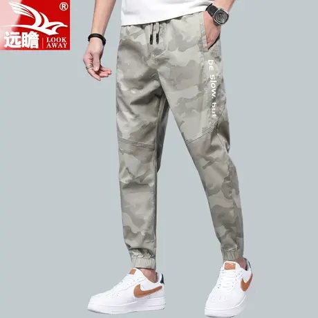 男士迷彩休闲裤男夏季薄款时尚束脚男裤宽松直筒修身夏天裤子男款商品大图