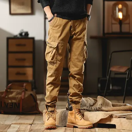 束脚工装裤裤子男款春秋冬男士休闲裤大码工装裤男潮流裤子商品大图