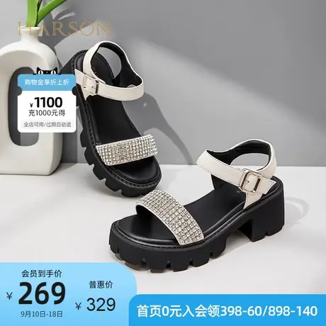 哈森凉鞋2023新款平底百搭简约时装鞋一脚蹬HWM220112商品大图