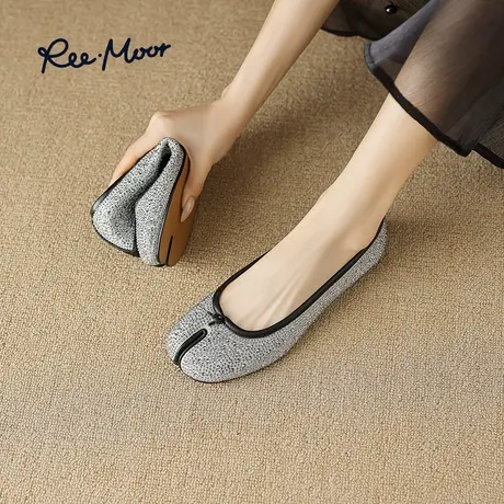 REEMOOR睿慕2023秋季新款浅口芭蕾鞋豆豆鞋分趾鞋猪蹄鞋平底鞋女图片