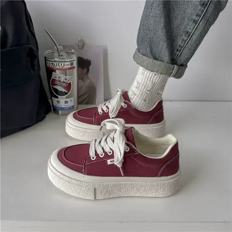 2023夏季新款小众设计感帆布鞋子女学生ins潮百搭港风休闲小白鞋商品大图