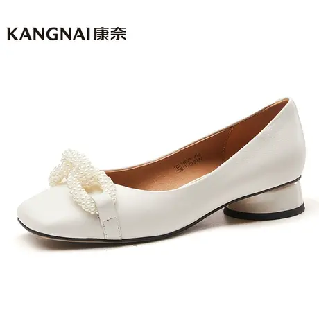 康奈官方商场同款女鞋秋季通勤浅口单鞋办公室高跟粗跟职业女鞋商品大图