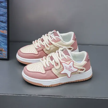 多巴胺可爱百搭板鞋女2023年夏季厚底星星小白鞋设计感拼色休闲鞋商品大图