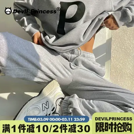 2024早秋新款灰色卫裤女美式街头风宽松百搭显瘦束脚运动裤ins潮图片