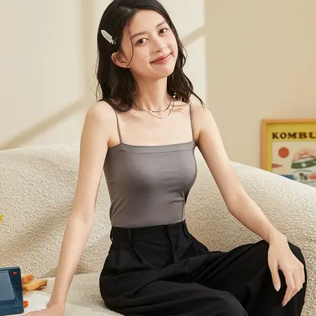 唐狮春夏季吊带背心女美背内搭打底背心吊带文胸一体抹胸上衣白图片
