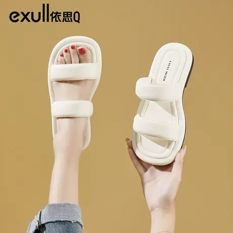 依思q拖鞋女夏季外穿2024新款时尚ins网红厚底踩屎感软底海边凉拖图片