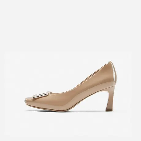 Nine West/玖熙2025年春季新款高跟鞋女漆皮方头方扣粗跟通勤单鞋图片