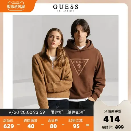 GUESS秋季男女同款纯色休闲中性oversize连帽运动卫衣X2BQ44R2Q41商品大图