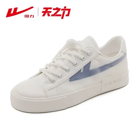 回力小白鞋帆布鞋女新款2024早春透气便捷鞋带内增高中国青年板鞋商品大图