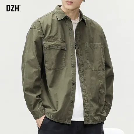 男士工装衬衫男长袖潮牌纯棉衬衣外套春秋款男装2023新款休闲寸衫商品大图