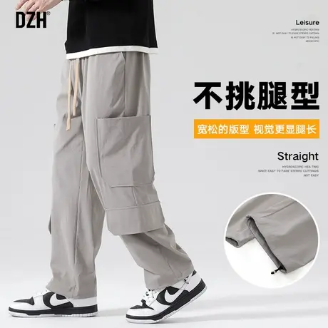 男士直筒休闲裤男秋冬新款美式工装裤长裤2023新款灰色束脚运动裤商品大图