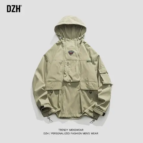 男士工装大口袋连帽外套男设计感小众2023新款秋季休闲夹克冲锋衣图片